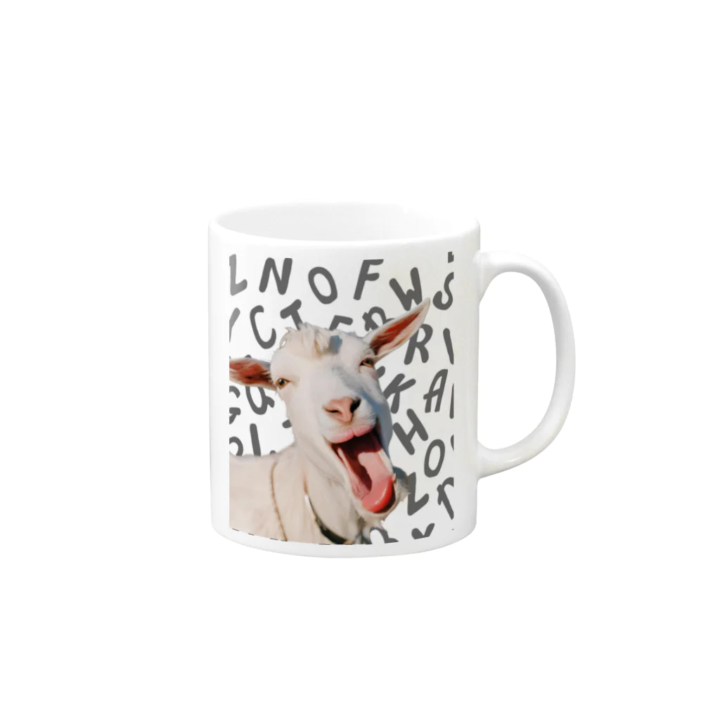 うりぼうのヤギの猫ミーム Mug :right side of the handle