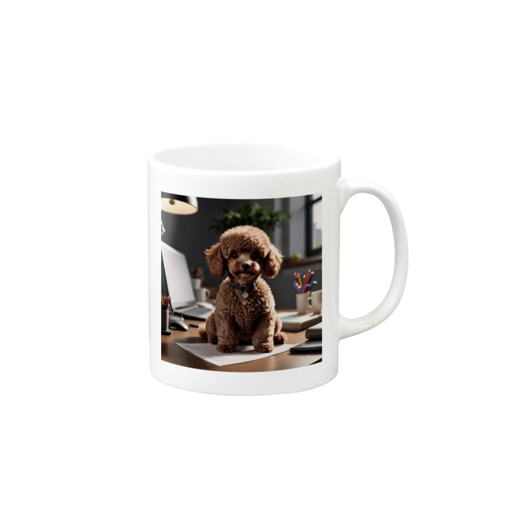 oshare_kurashiのいぬこりワン業（トイプードル） Mug :right side of the handle