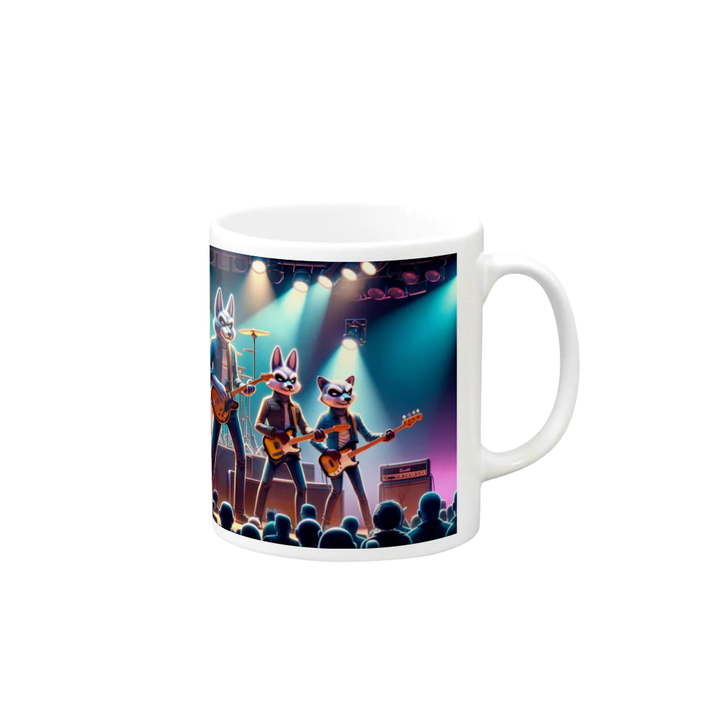 ANIMAL HEROES -musical band-のワイルドロックフェスタ - ダンシングアニマルズ Mug :right side of the handle