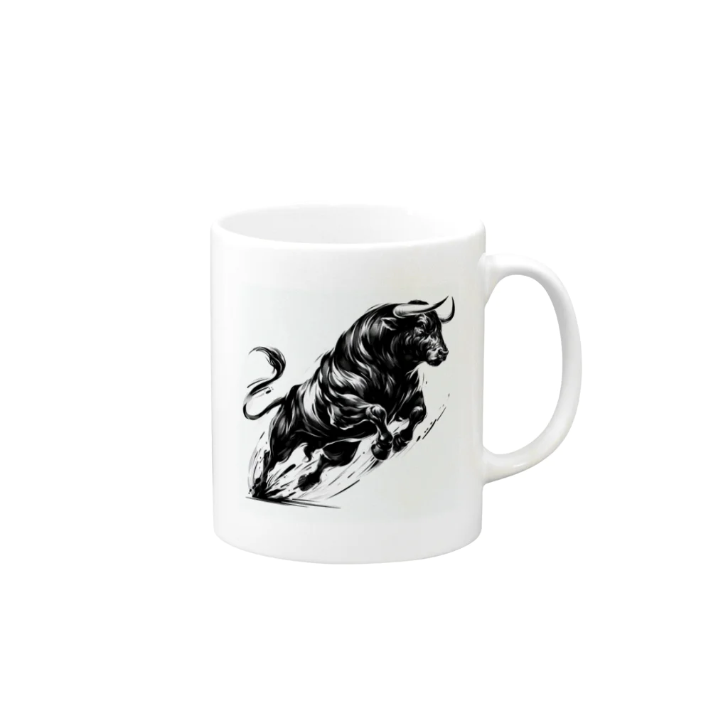 JBの水墨牛 Mug :right side of the handle