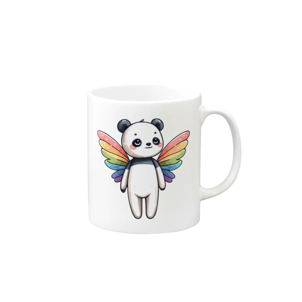 mofu-petiのにじいろ羽パンダ Mug :right side of the handle