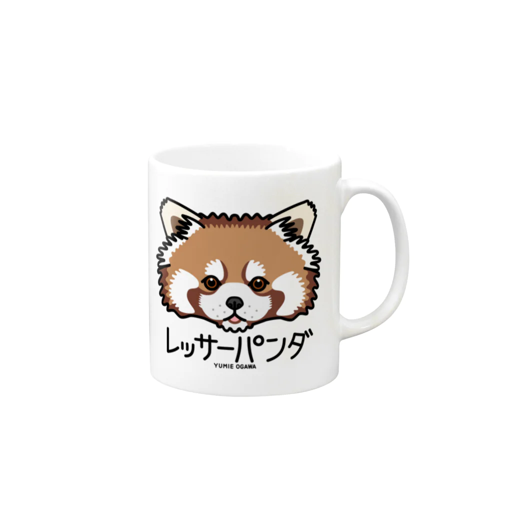 オガワユミエの09レッサーパンダ（キャラ） Mug :right side of the handle