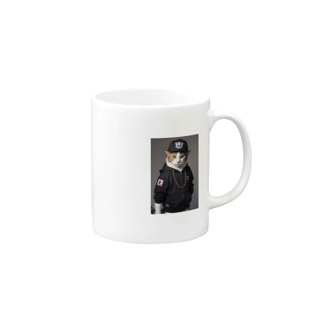 Be proudのヒップホップ猫 Mug :right side of the handle