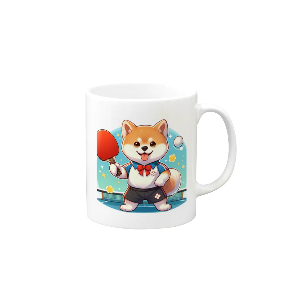 あきた犬くんのあきた犬くん（卓球） Mug :right side of the handle