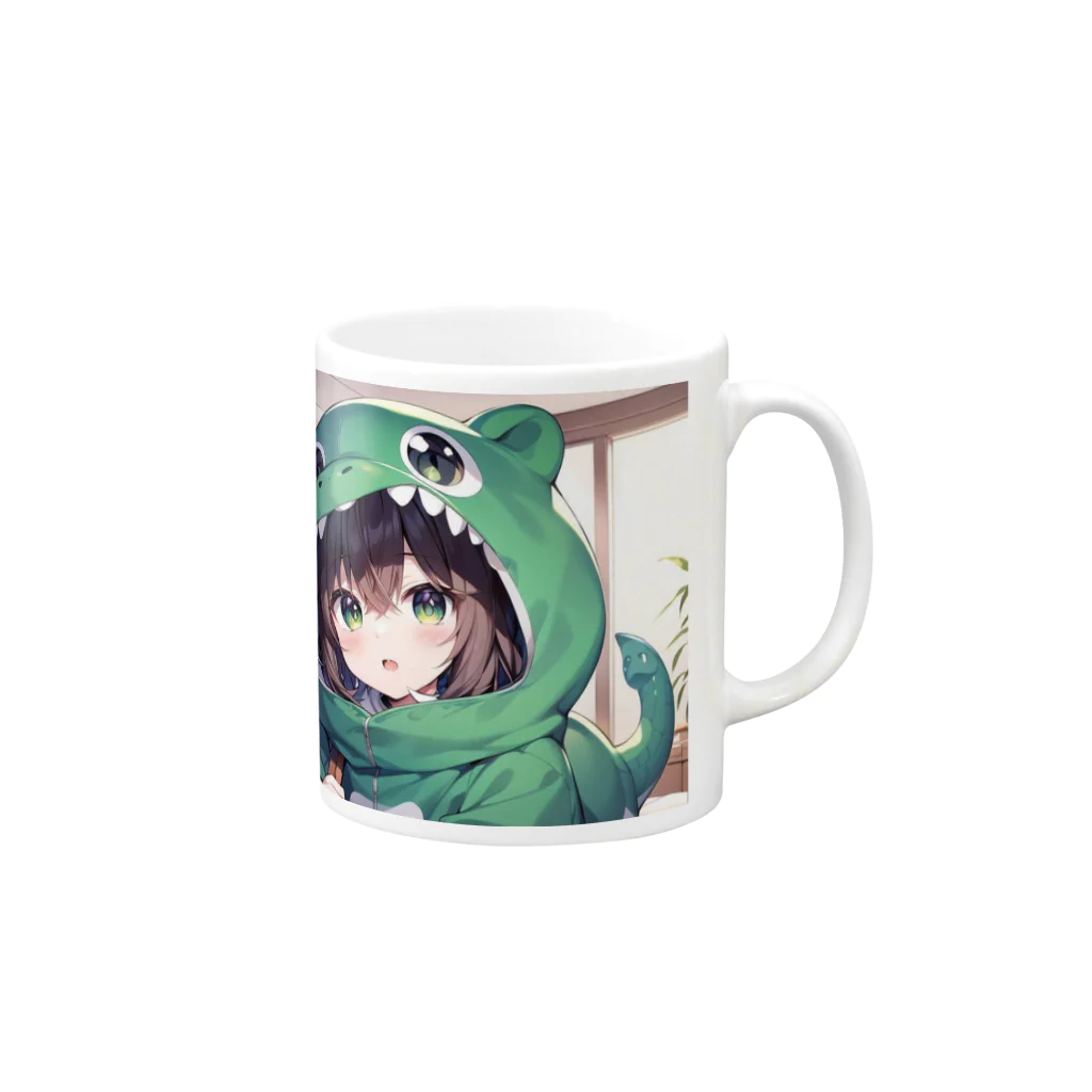 neko_28の恐竜の着ぐるみを着た女の子 Mug :right side of the handle