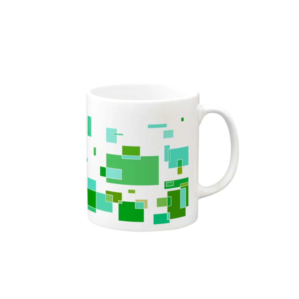 Kumapiのカラフルシカク緑 Mug :right side of the handle