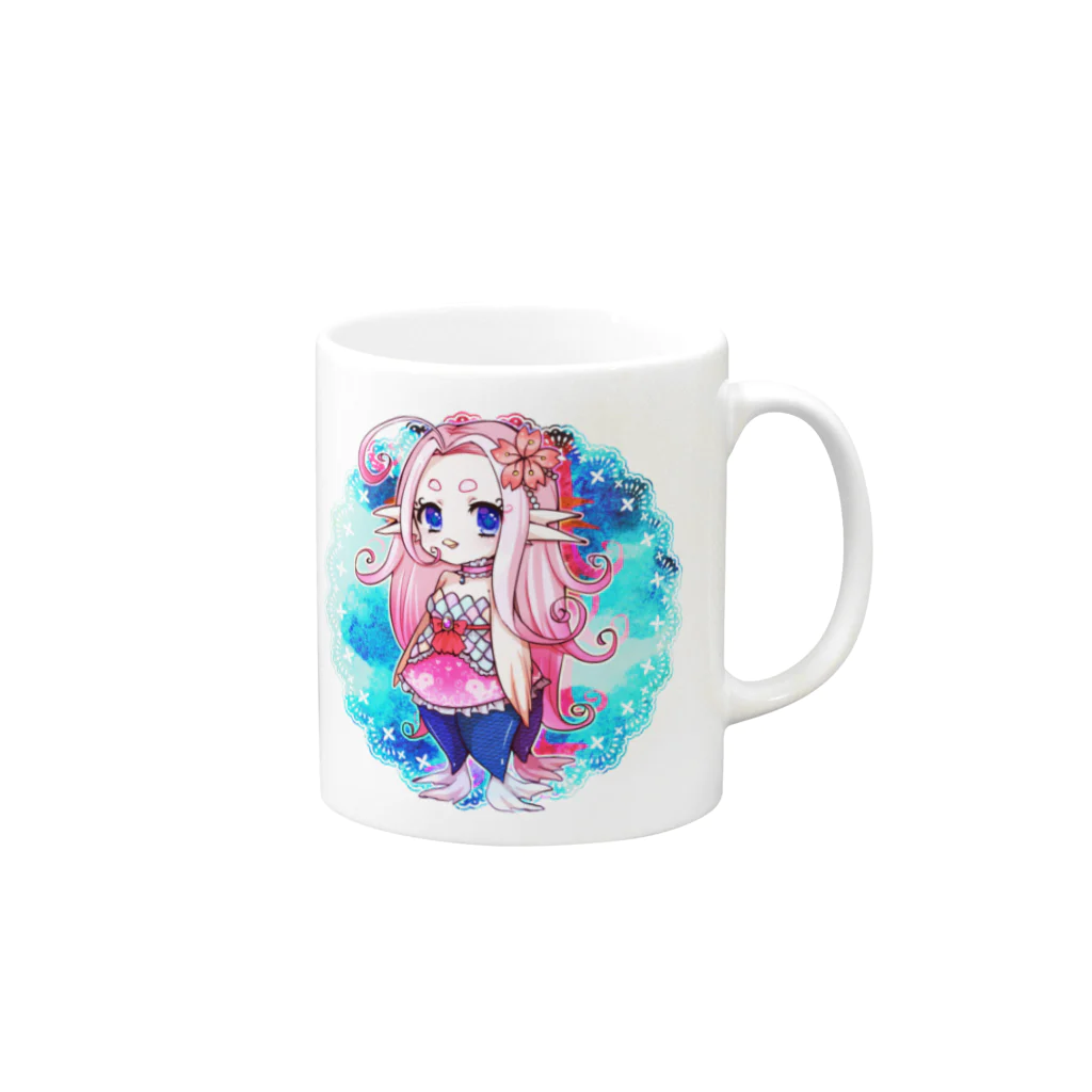 狂犬もちおのアマビエちゃん Mug :right side of the handle