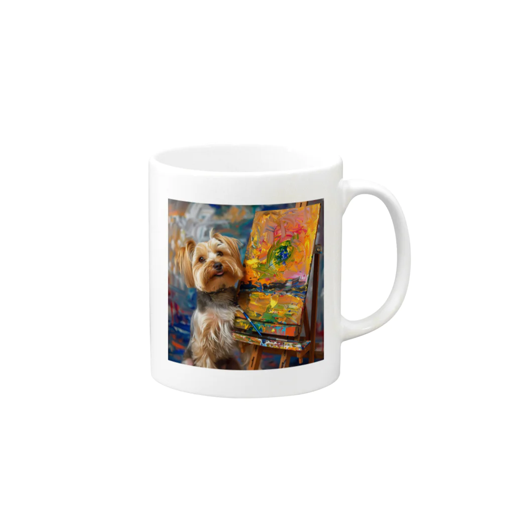 AQUAMETAVERSEの犬のぼくが画家だよ何か？ アメジスト 2046 Mug :right side of the handle