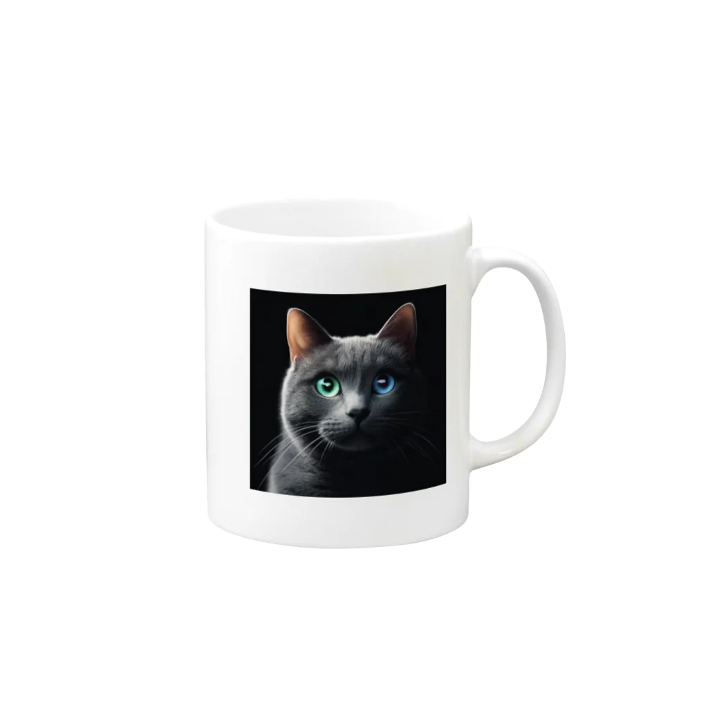 IKEDAYAのクールな猫 Mug :right side of the handle