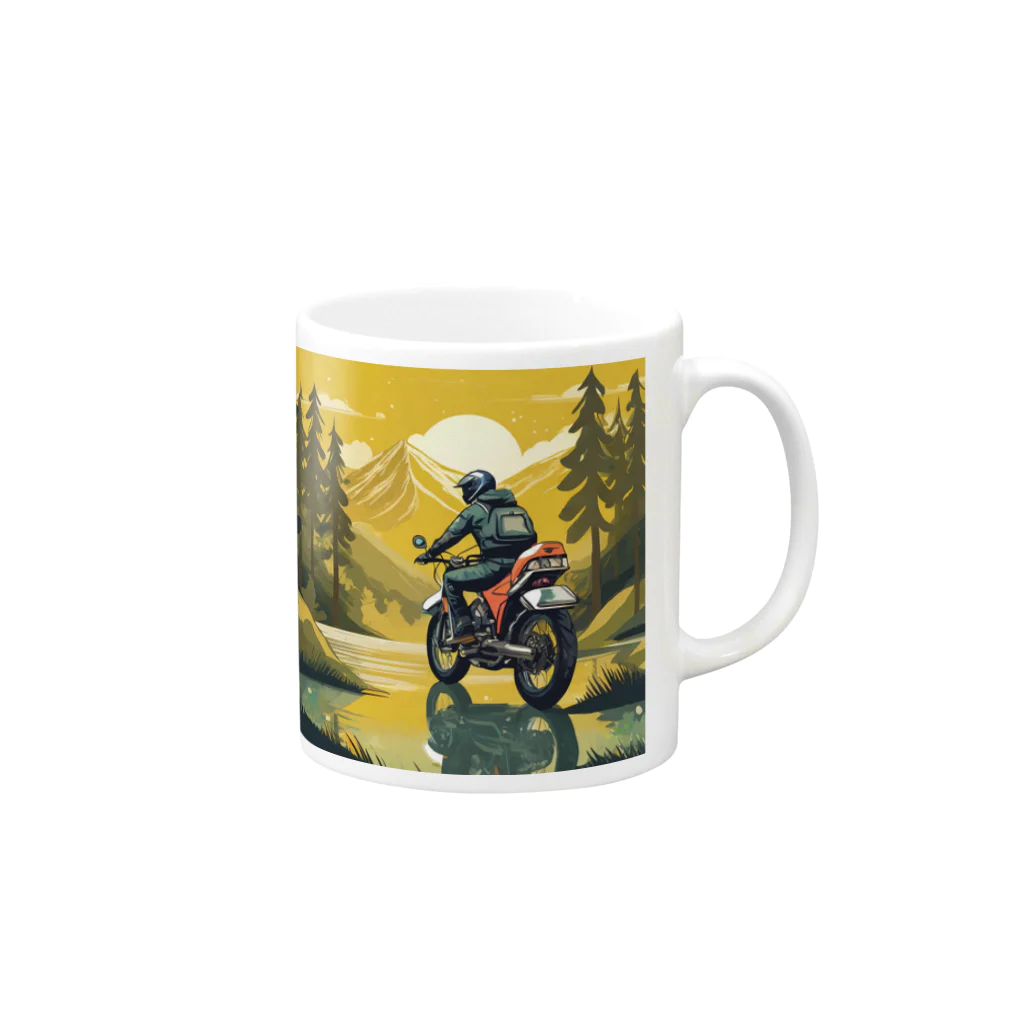 shime_savaの旅するバイカー Mug :right side of the handle