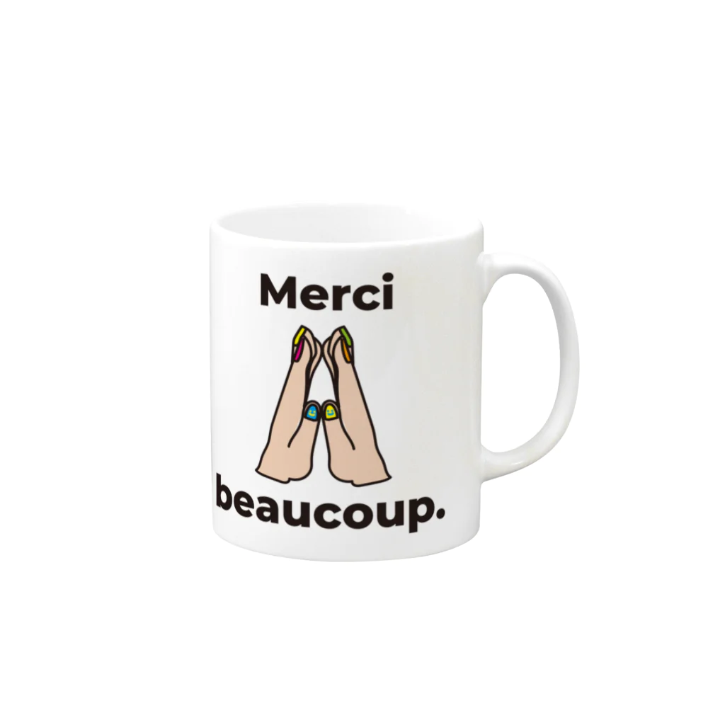 ICHIGO-ICHIÉ-1999のMerci beaucoup.【どうもありがとうございます】フランス語でアピールする Mug :right side of the handle