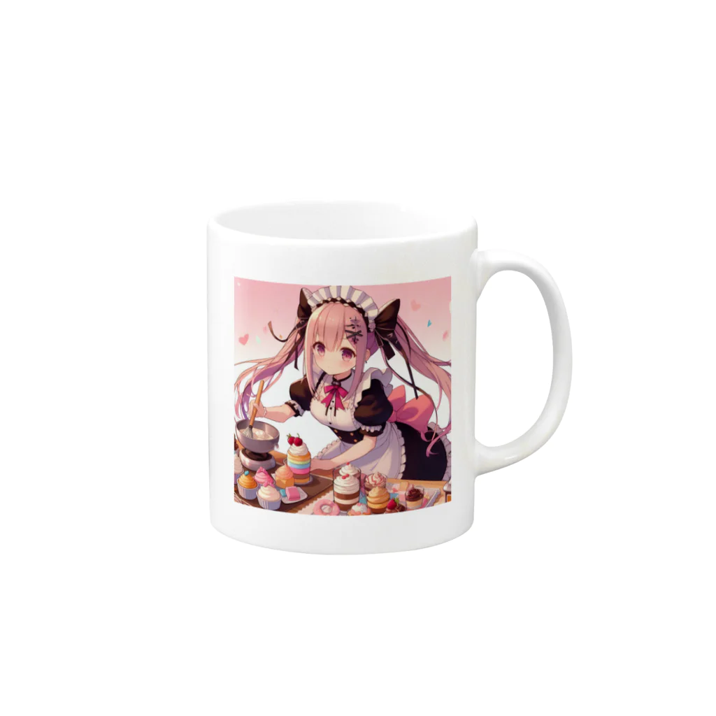 kei-1818のお菓子作りのメイドさん Mug :right side of the handle