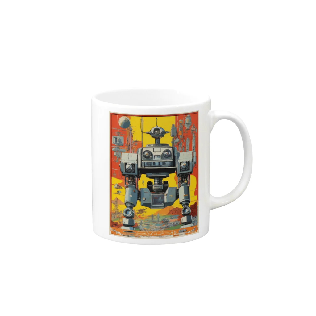 mirinconixのレトロで大きくてジャンクな戦闘用ロボットくん Mug :right side of the handle