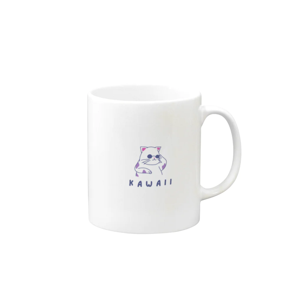 mebaeeの照れちゃうねこ Mug :right side of the handle