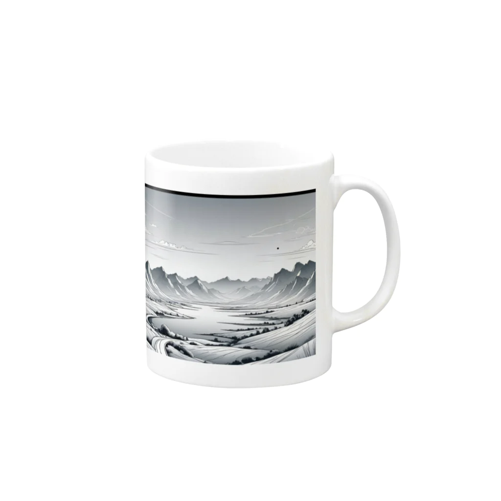 aICreationのモノクロの雪景色 Mug :right side of the handle