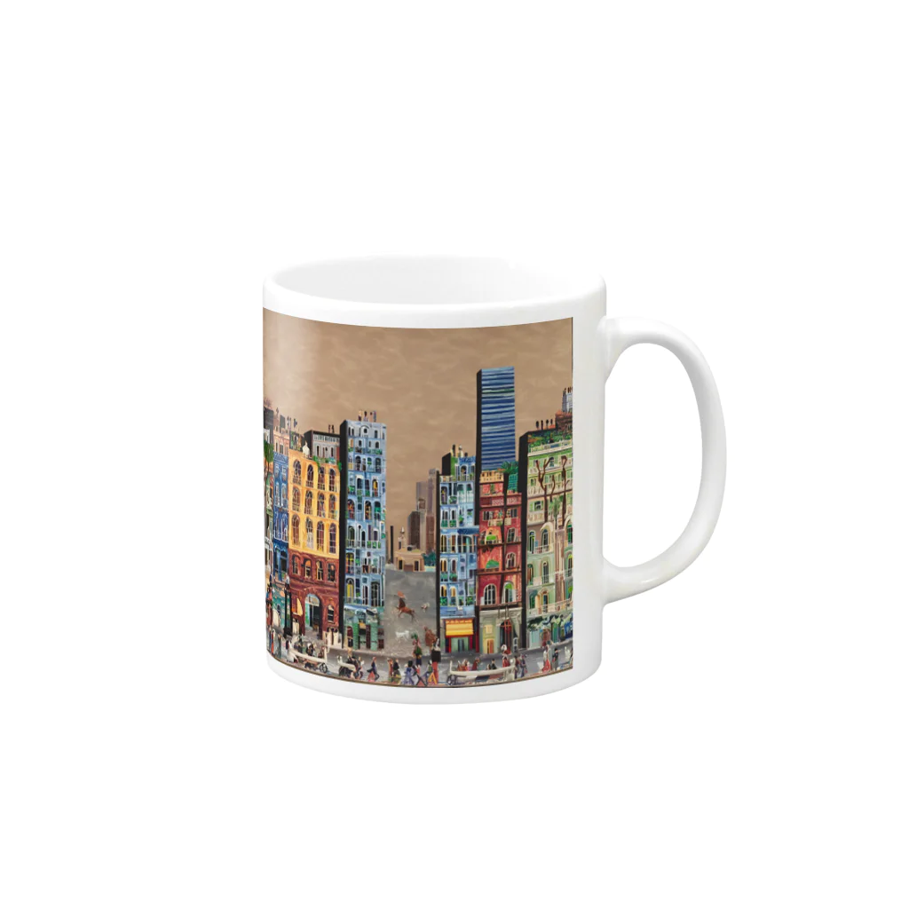 ヲシラリカの油絵　知らない都市の風景　ノスタルジー Mug :right side of the handle