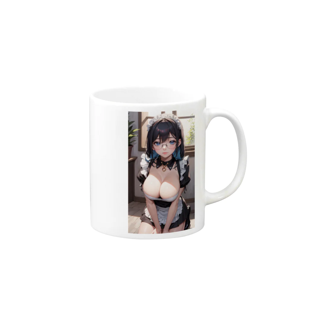 美少女学院の黒髪美少女　美鈴ちゃん　メイド Mug :right side of the handle