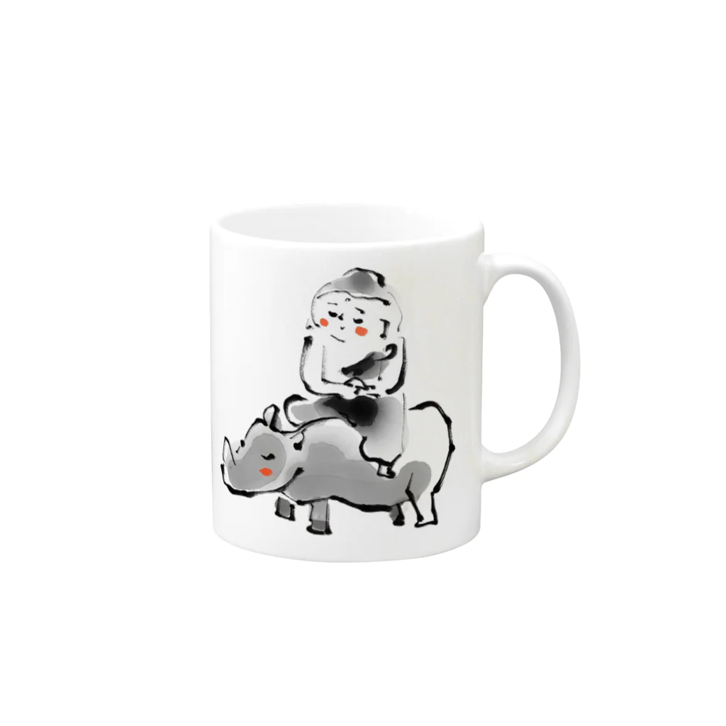 坊さん玩具工房の犀の角（ノーマルver.） Mug :right side of the handle