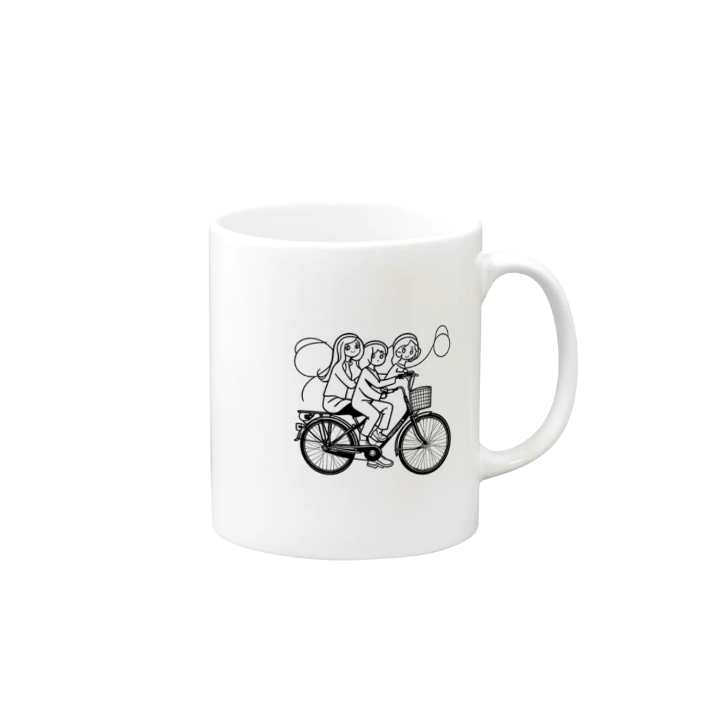 二宮大輔の自転車ロゴ　ガールズ Mug :right side of the handle