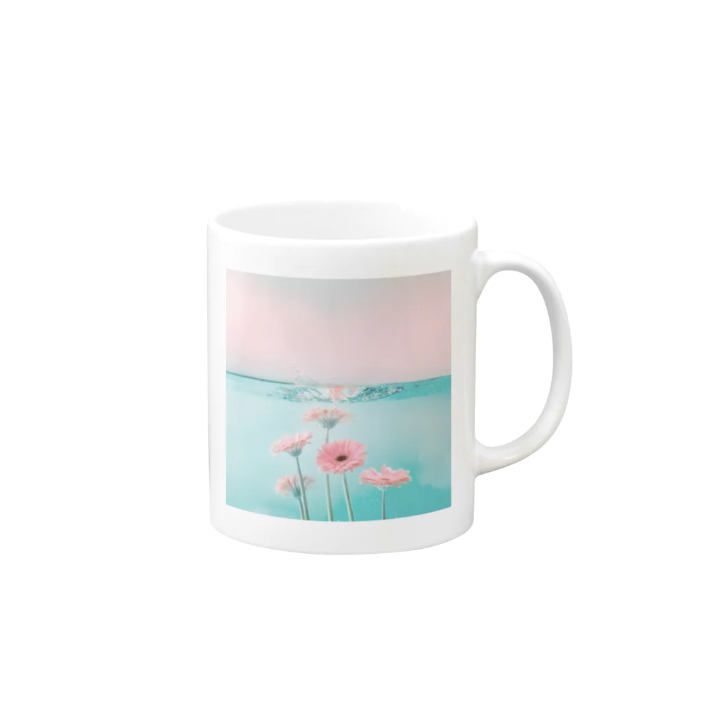 Leomatsuraのウォーターガーベラ Mug :right side of the handle