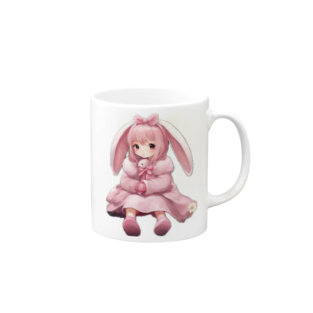 nonoitigoのピンクうさぎno💕 Mug :right side of the handle