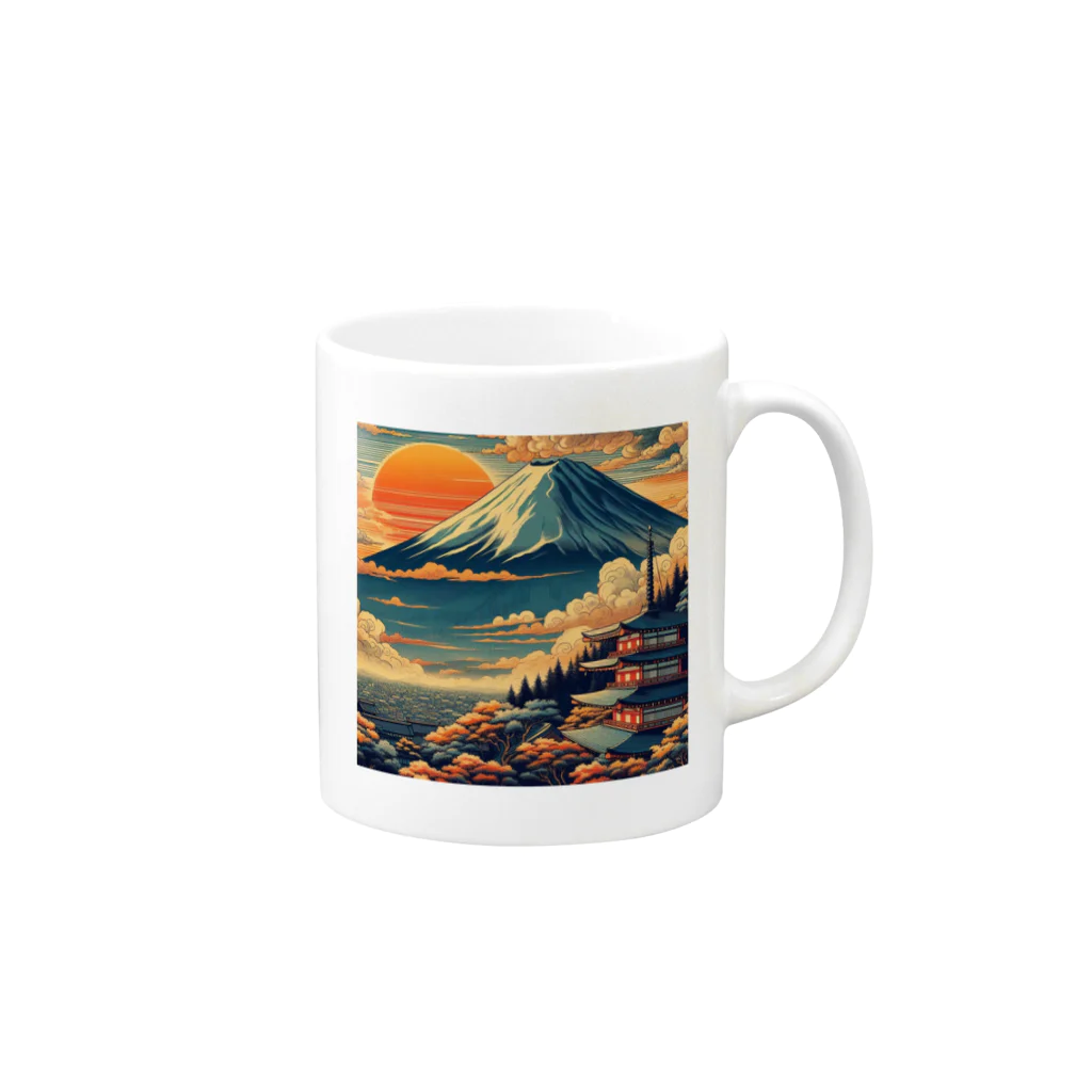 日本の風景 COOL JAPANの日本の風景:富士吉田市で見られる絶景、 Mug :right side of the handle