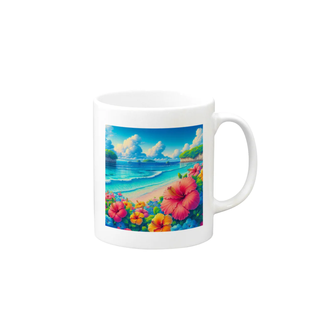 日本の風景 COOL JAPANの日本の風景:沖縄の海でゆんたく、Japanese scenery: Relaxing on the sea in Okinawa Mug :right side of the handle