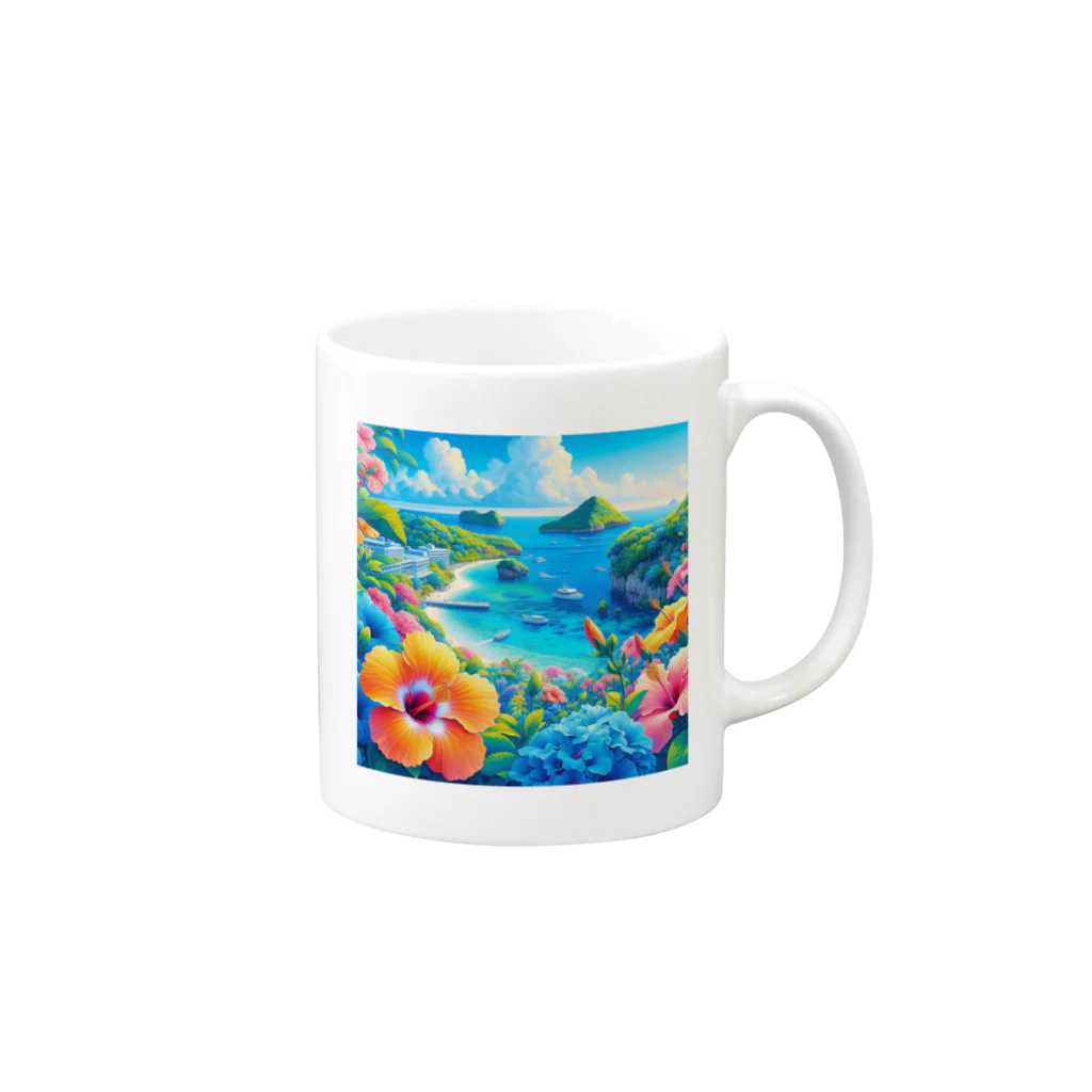 日本の風景 COOL JAPANの日本の風景:沖縄の海でゆんたく、Japanese scenery: Relaxing on the sea in Okinawa  Mug :right side of the handle