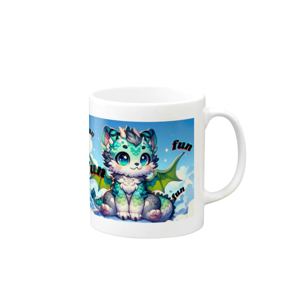 ドラにゃん🐾のグリーンドラニャン  Mug :right side of the handle