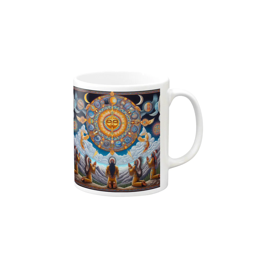 MKTU51の月　太陽　大地への祈り3 Mug :right side of the handle