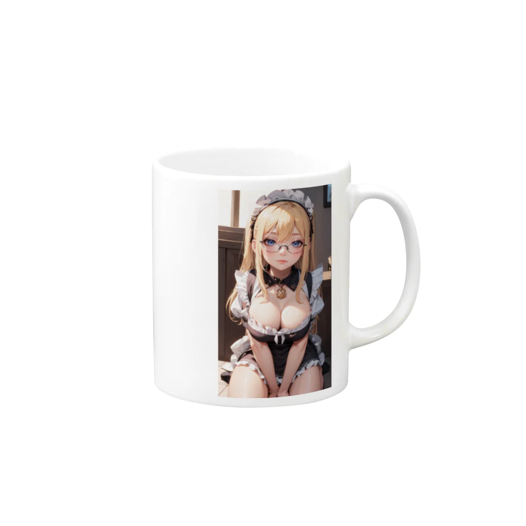 美少女学院の金髪美少女　七海ちゃんメイド Mug :right side of the handle