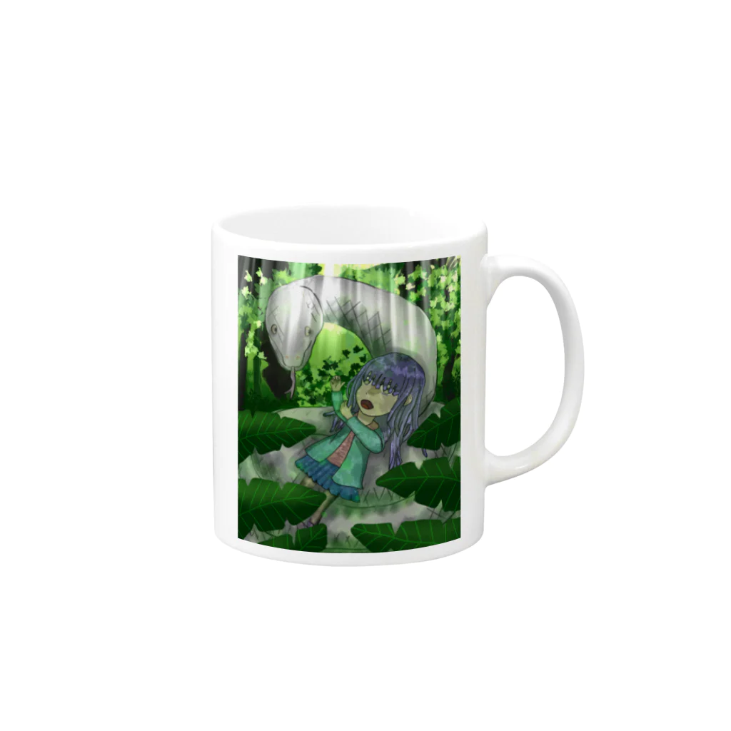 AkironBoy's_Shopの蛇と戯れる女の子 Mug :right side of the handle