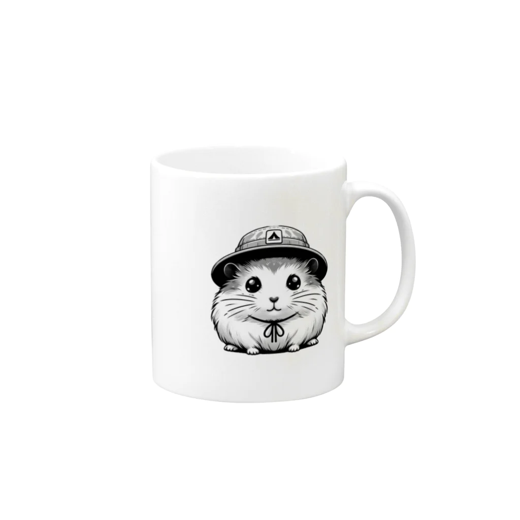 ととのいカエルの探検ハムスターくん Mug :right side of the handle