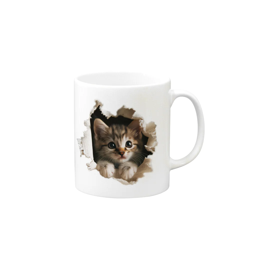 oniyanma64の子猫外を見る Mug :right side of the handle