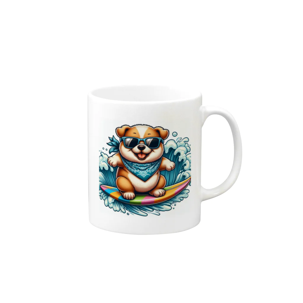 yasufumi yamamotoのサーフィンわんちゃん Mug :right side of the handle