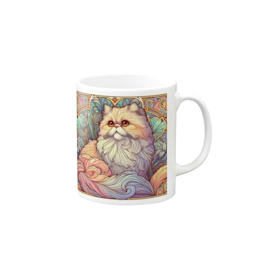 猫の世界のミュシャ猫シリーズ2 Mug :right side of the handle