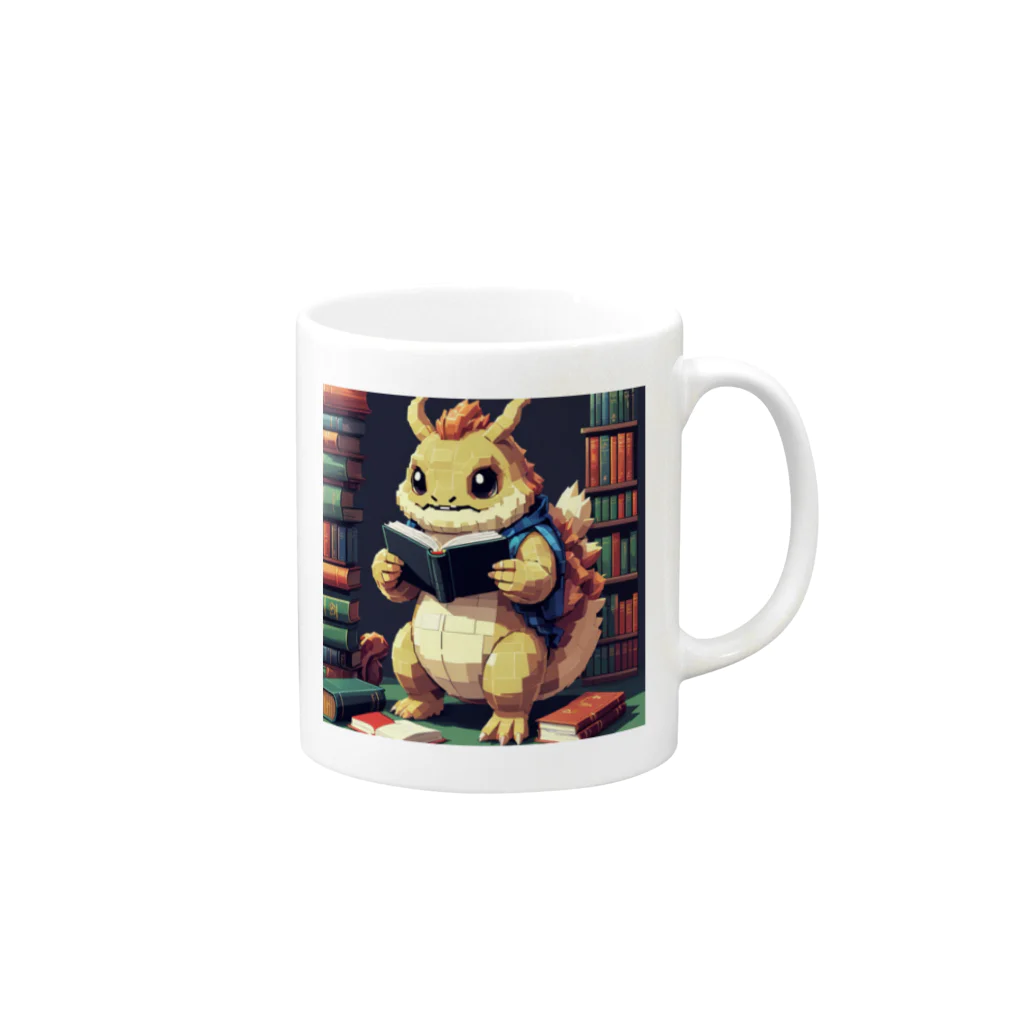 KAZENOKO_3の本を読む怪獣 Mug :right side of the handle