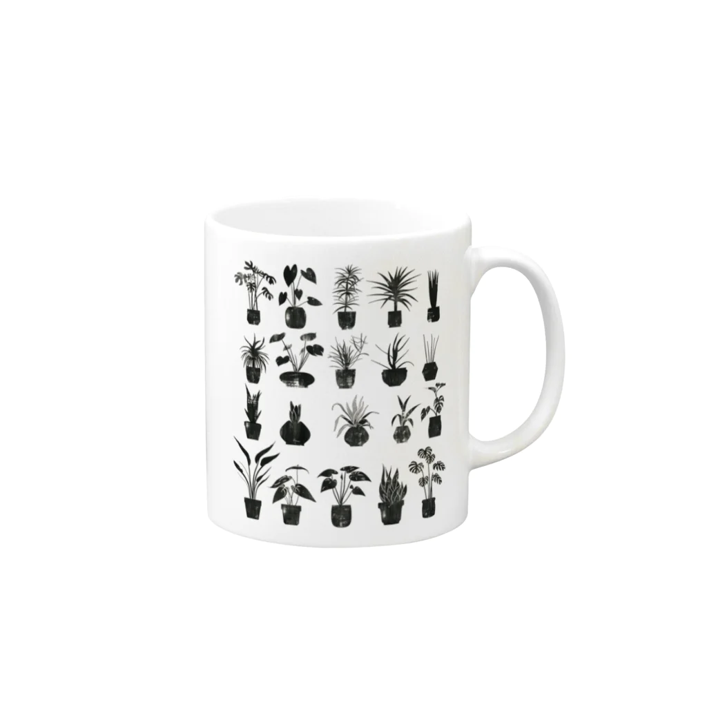 Chi3のモノクロームの植物園 Mug :right side of the handle