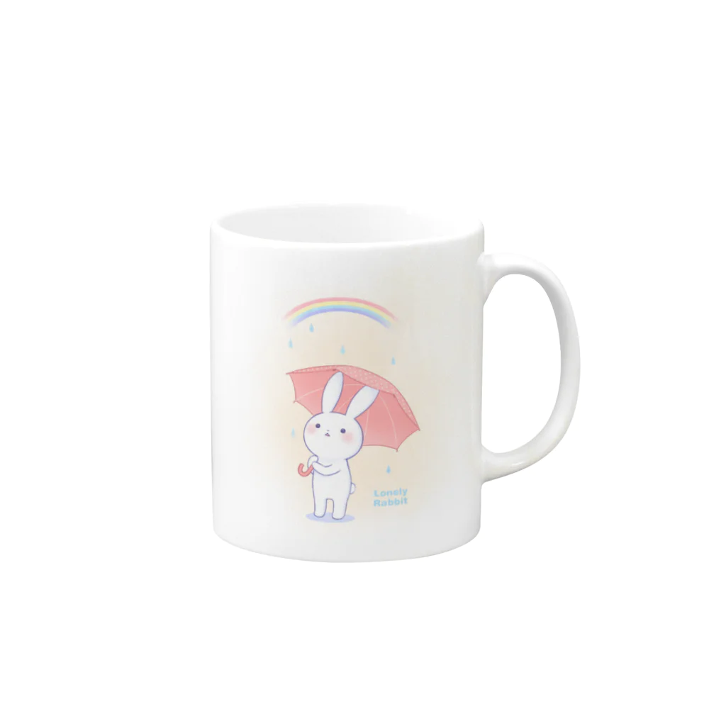 おがわゆきこの寂しがりうさぎ（雨のち晴れ）  Mug :right side of the handle