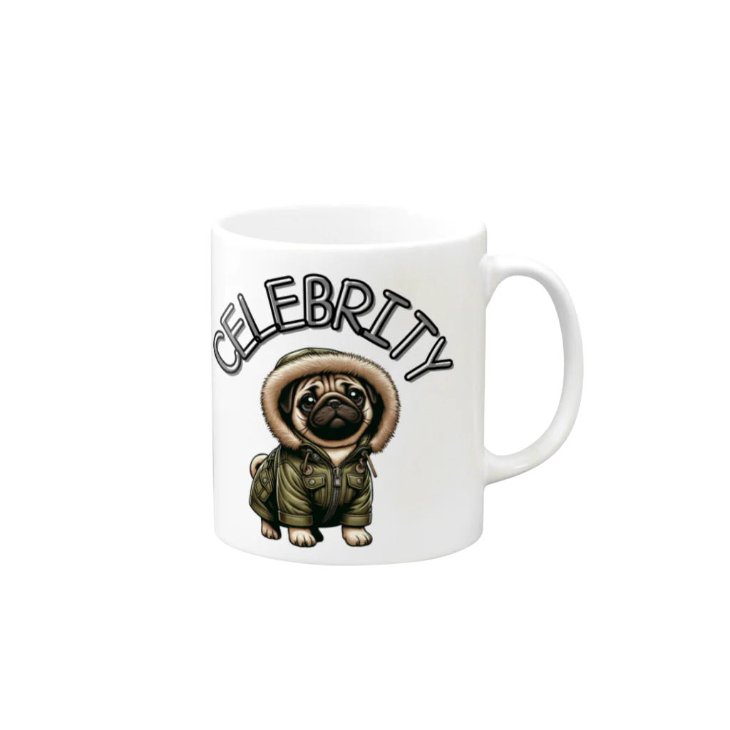 Celebrity Dogs〜セレブリティな犬たち〜のセレブリティ犬　〜パグ〜 Mug :right side of the handle