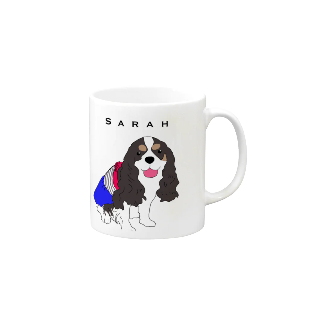 I Love Dog 0467のSarahちゃん2画面 Mug :right side of the handle