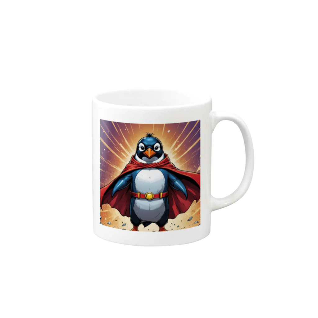 pen.のペンギンのヒーロー登場！ Mug :right side of the handle