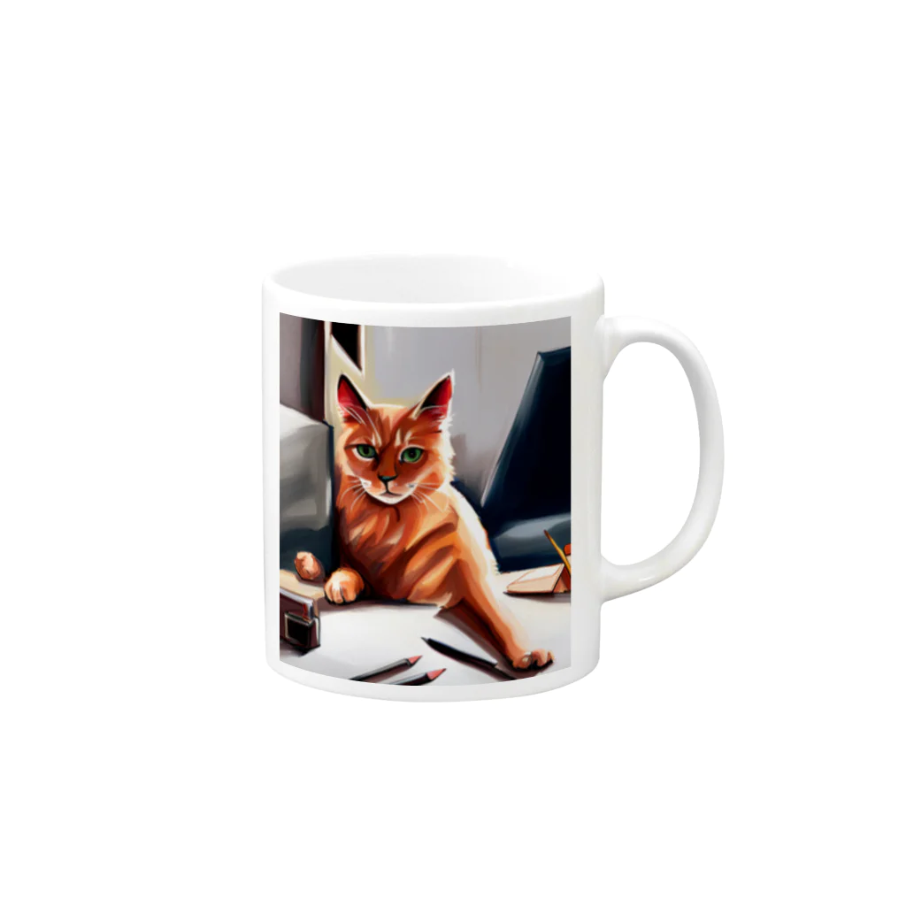 ソルブラインのお仕事猫「ブライ」 Mug :right side of the handle