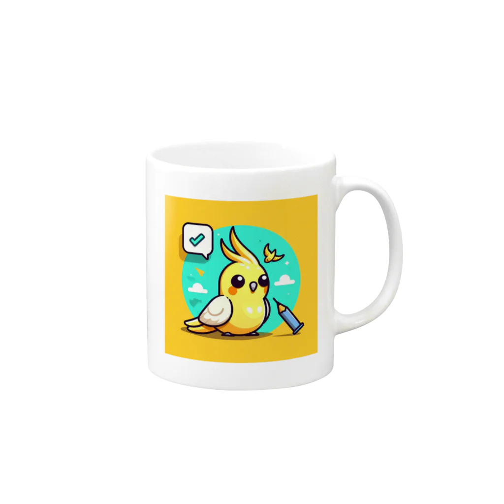 32 310のオカメインコ Mug :right side of the handle