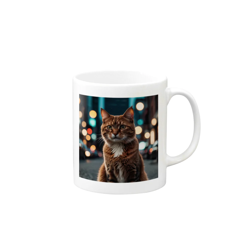 AI Design Labの勇敢な猫 Mug :right side of the handle