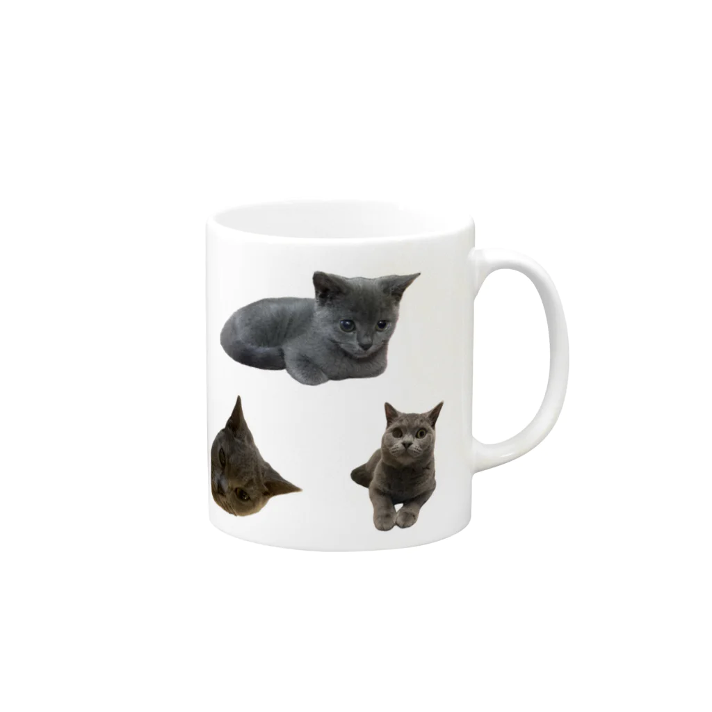 うちの猫ちゃんたちのるうなトライアングル♻️_No.1 Mug :right side of the handle