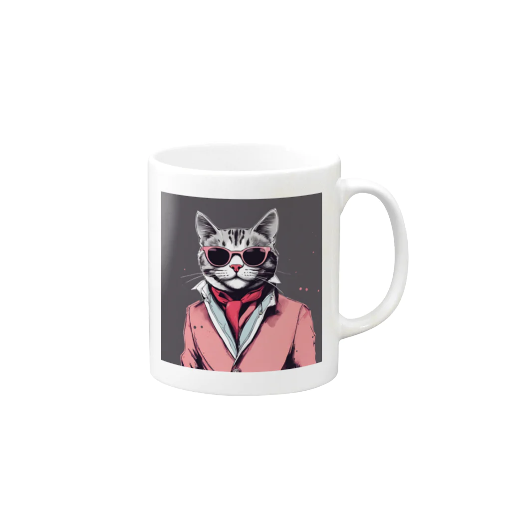 チャランコの部屋のダンディーねこさん Mug :right side of the handle