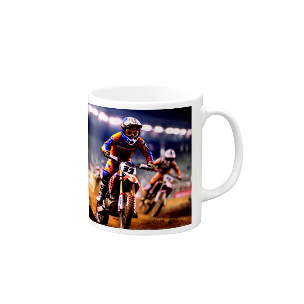 Bikers' Galleryのチャンピオンライド：モトクロスアクション Mug :right side of the handle