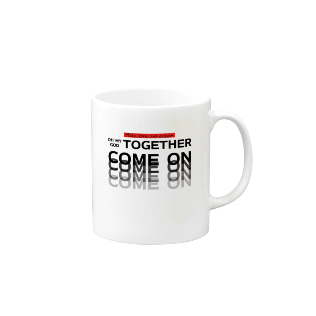 muscle_oniisanのオーマイゴッドトゥギャザー（黒文字） Mug :right side of the handle