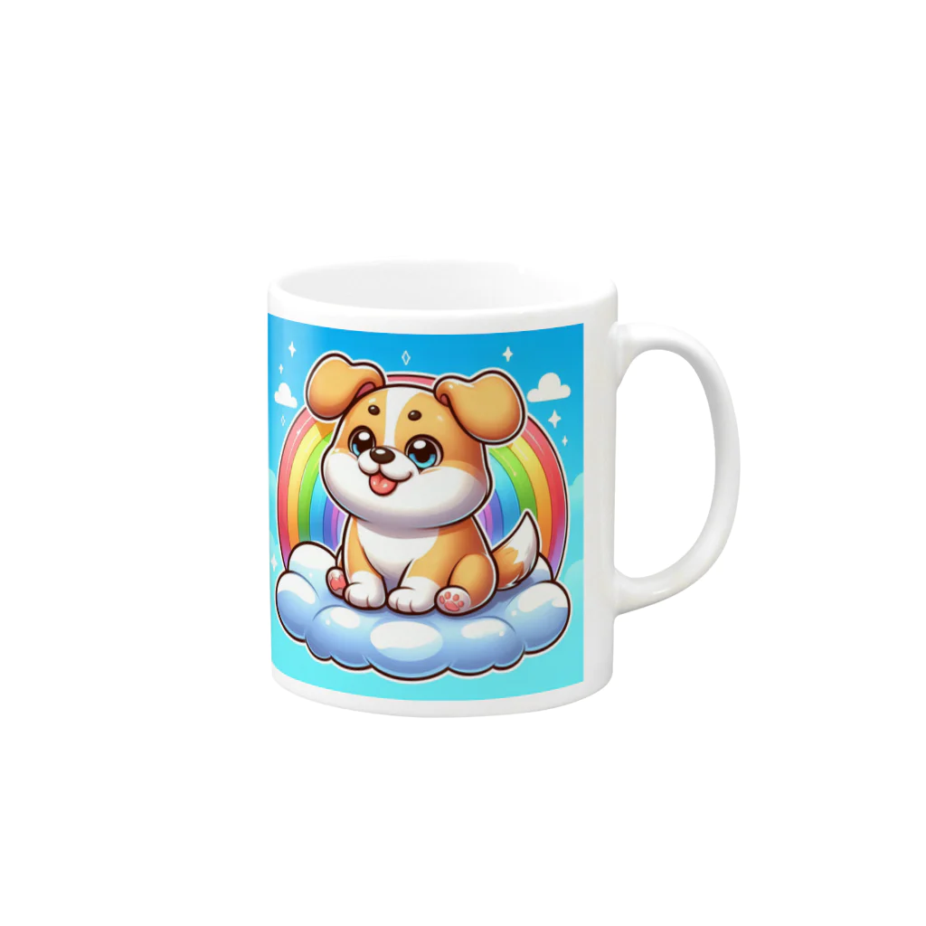 Minoyaの雲に乗った犬 Mug :right side of the handle